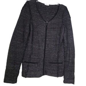 Akris Punto Tweed Knit Mohair Wool Zip Pockets Jacket Cardigan Sweater Preppy 6